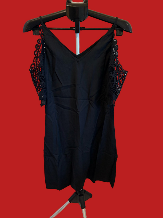 The Unbranded Brand Dresses & Skirts - Black Lace-Trim Mini Dress